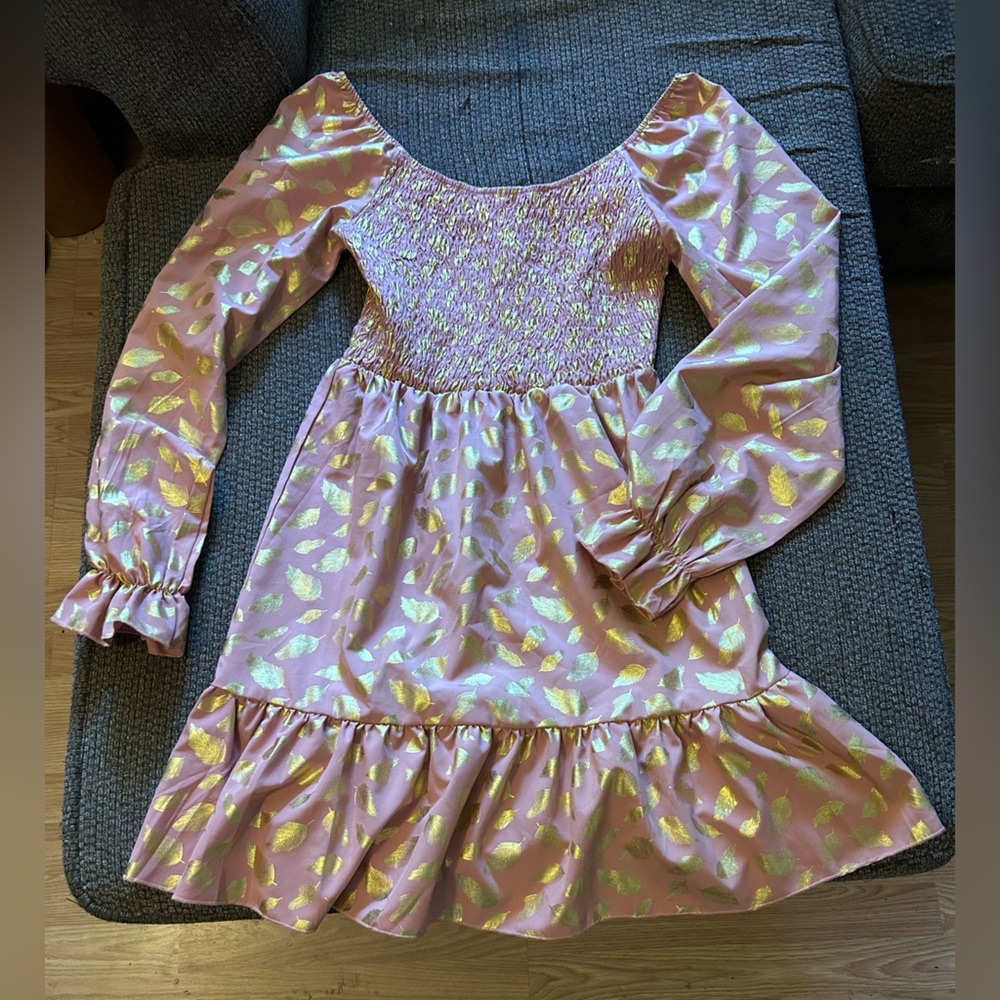 Chic Pink and Gold Women's Mini Dress